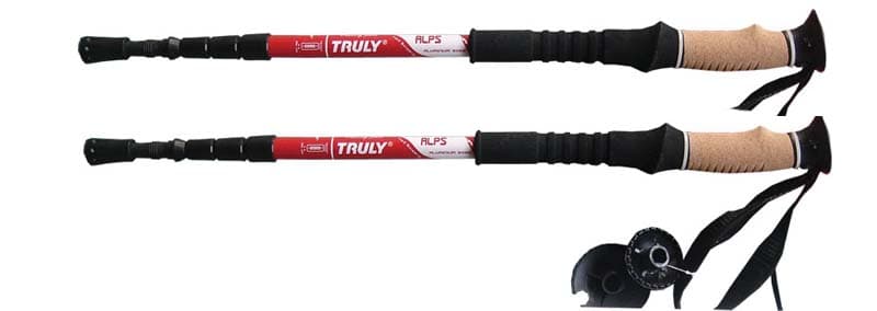 TRULY® ALPS planinarske štapove, 4 dijela, par, crveni