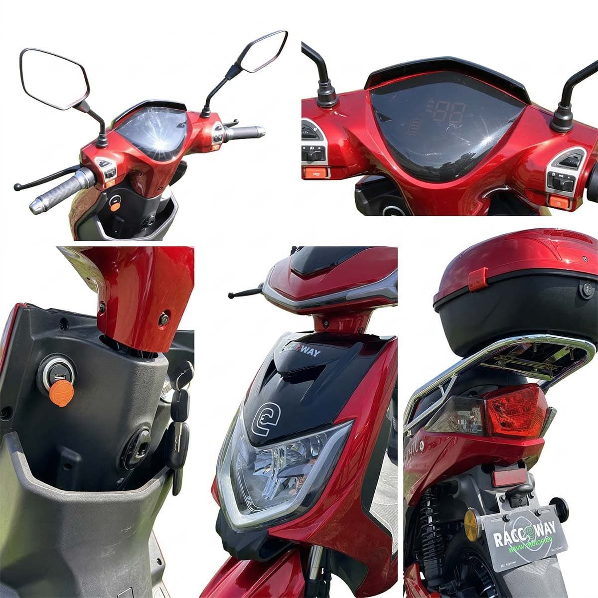 RACCEWAY® E-FICHTL® električni skuter, crveni-sjajni, bez baterije - slika 11