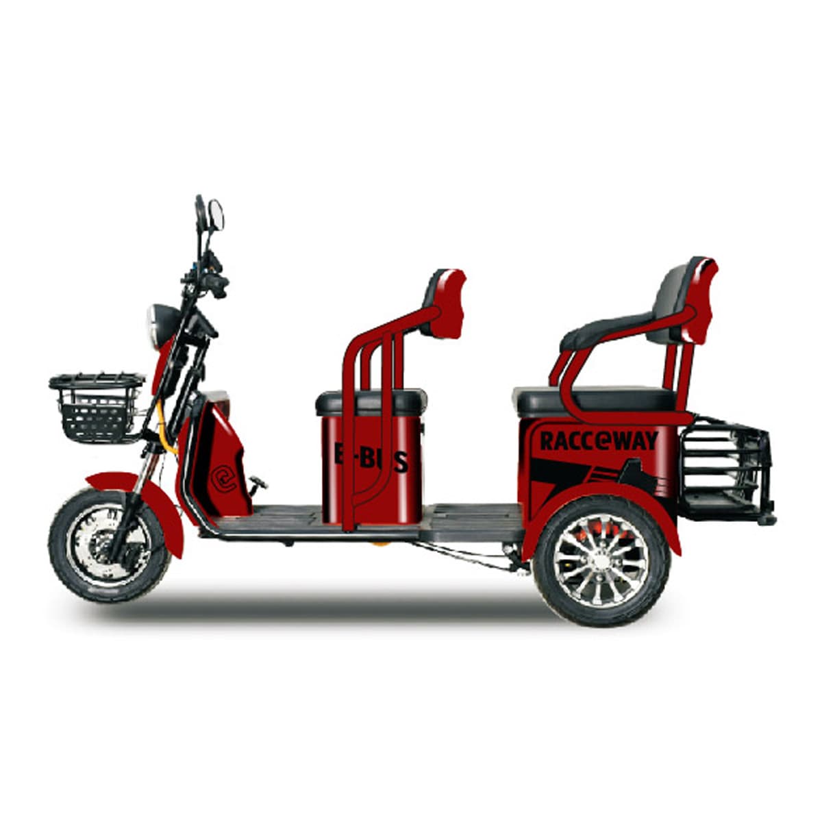 RACCEWAY® E-BUS električni dvosedišni invalidska kolica, crvena - slika 2