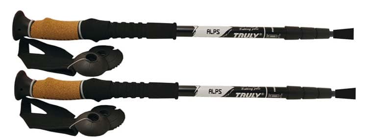 TRULY® ALPS planinarske štapove, 4 dijela, par, crni